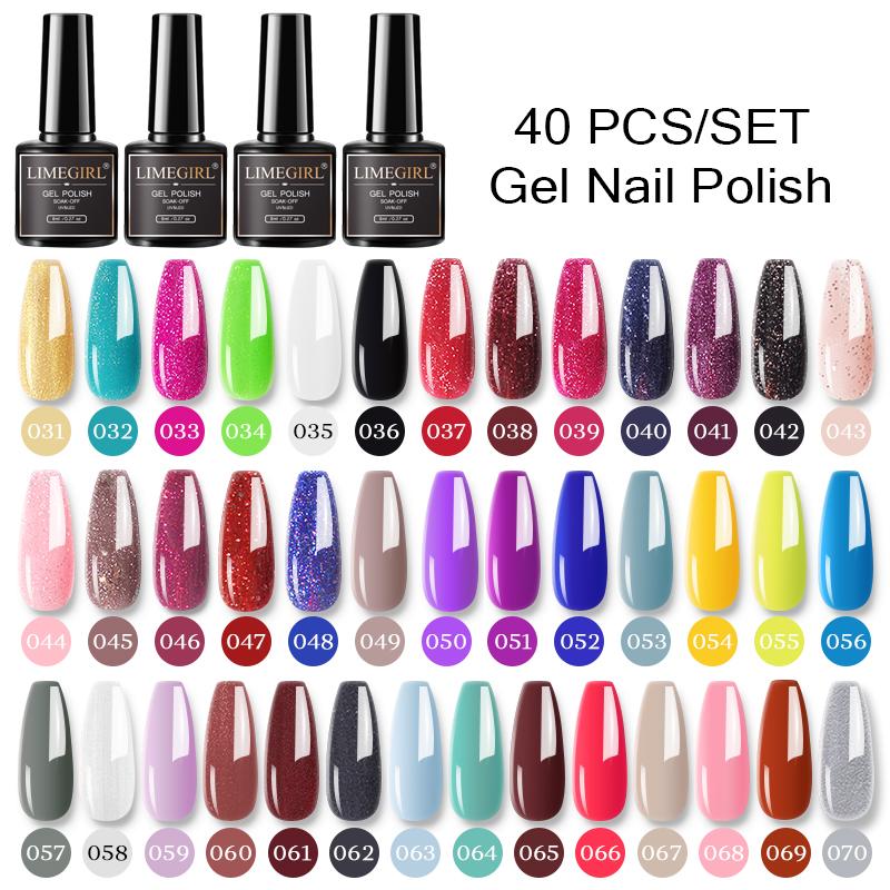 Nail Art Kits Limegirl Multiple Colour Gel Polish Set 80 Colors Semi Permanent UV Led Varnish Soak Off Lacquers Base Top Coat