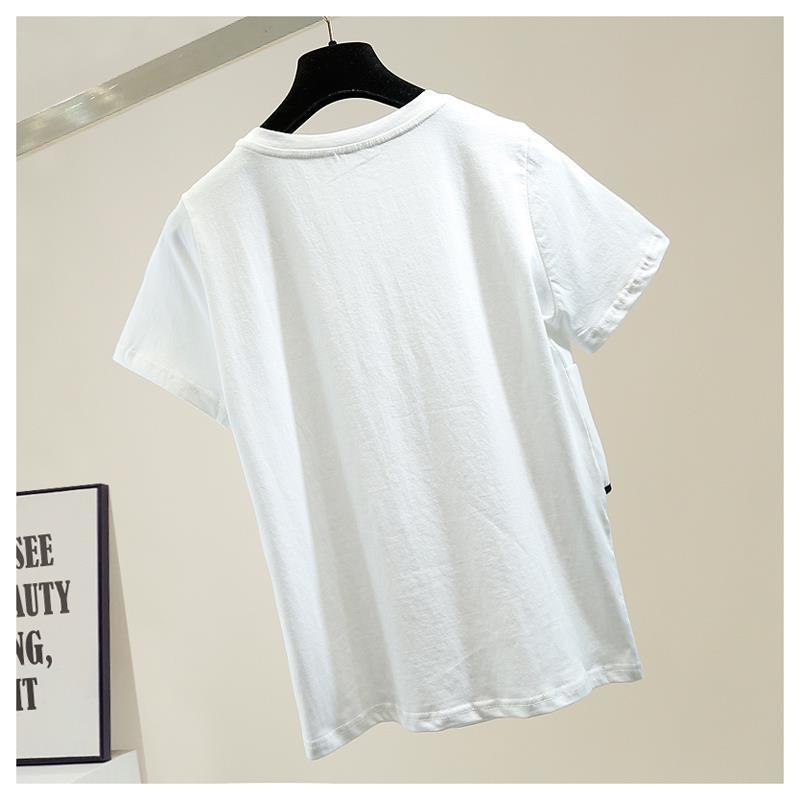 Flower Ruffle T-shirt Female Summer Japanese Loose Black White Tee Fashion Women Tops T Shirt Elegant Chic 210519