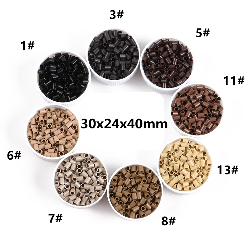 1000pcsbottle 32x25x40mm Hair Extensions Micro Beads Copper Tubes Micro Ring Nano rings for Salon