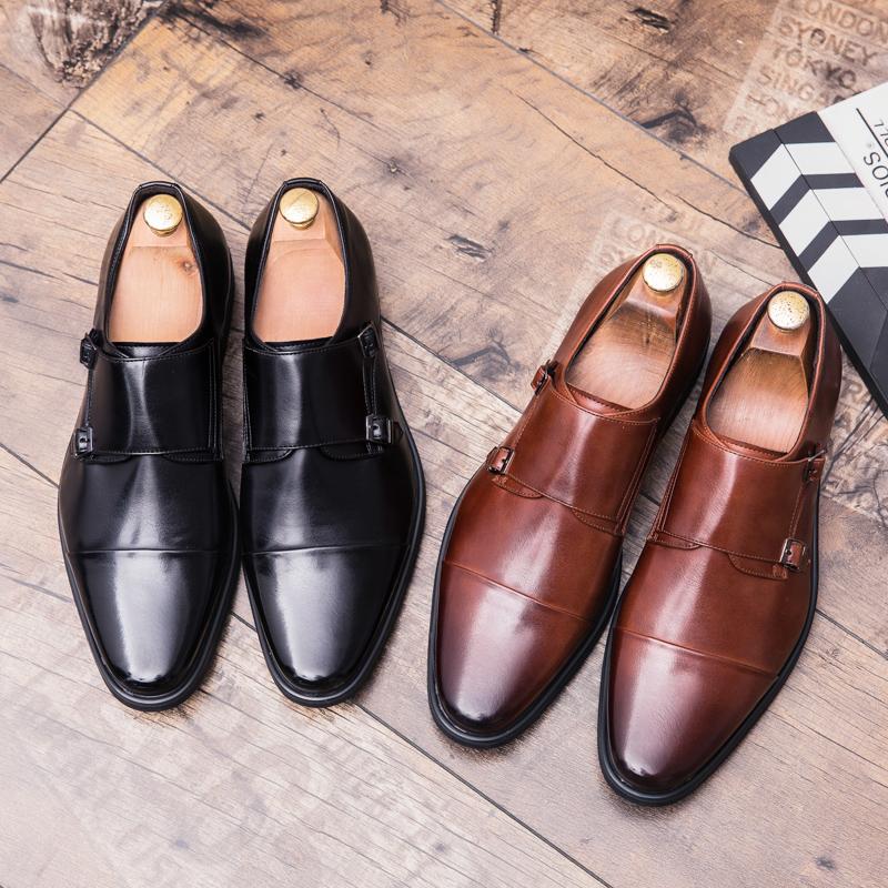 Dress Shoes Size 3848 Mens Double Monk Strap Oxford Leather Square Toe Classic Casual Comfortable Gradual Loafer Brand
