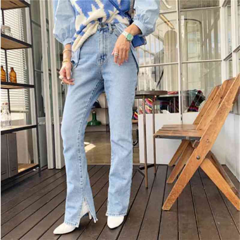Korean version of the autumn washed side slit was thin straight pants mop jeans 210520, Blue
Korean version of the autumn washed side slit was thin straight pants mop jeans 210520, Blue
