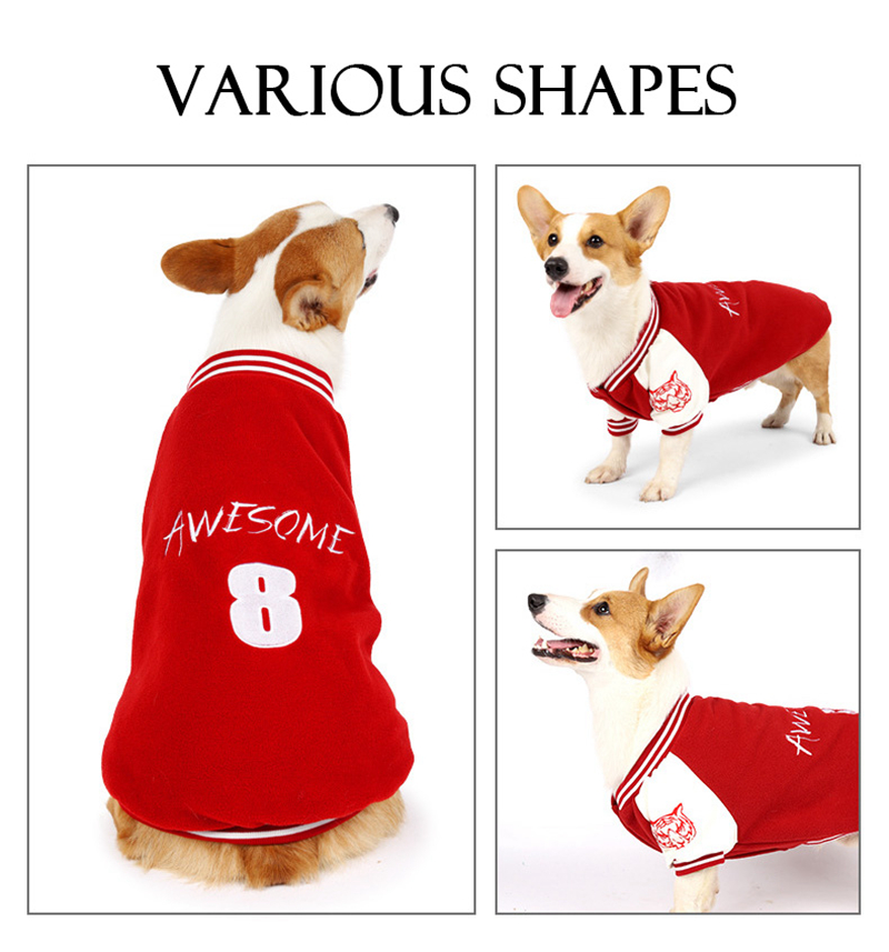 free shipping Dog Apparel Dogs Clothe Autumn and Winter Baseball Sweater Pet Sports Clothing Warm Dogg Outwear Clothes Chihuahua Bulldog S