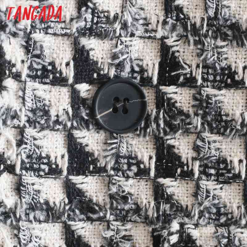 Women Vintage Plaid Tweed Oversized Vest Sleeveless Female Waistcoat Tops QJ132 210416