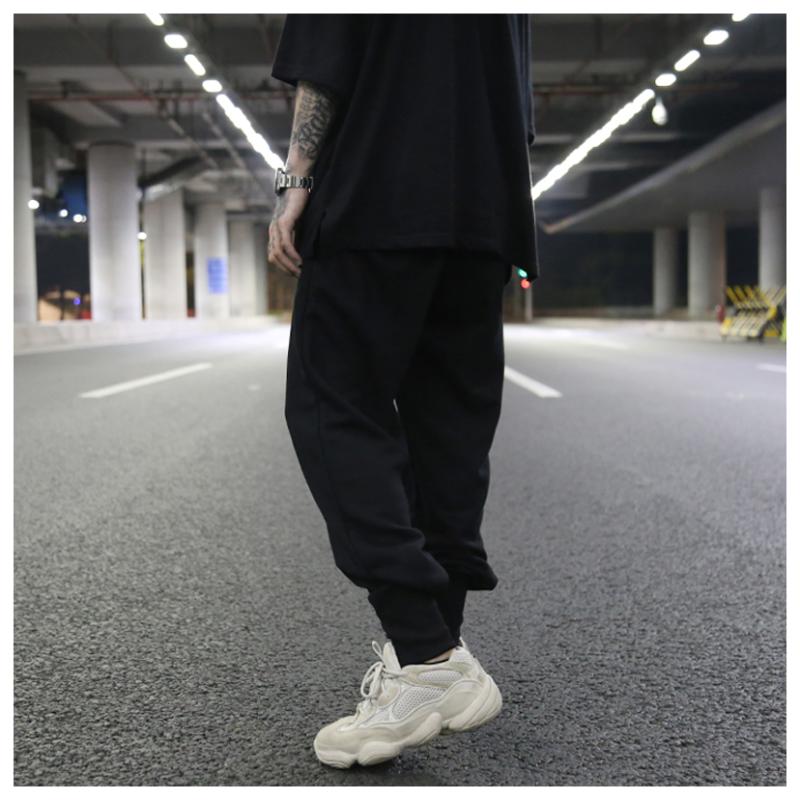Dark Wind European And American High Street Loose Terry Cloth Ribbed Drawstring Pants Trendy All-match Casual Cotton Men's