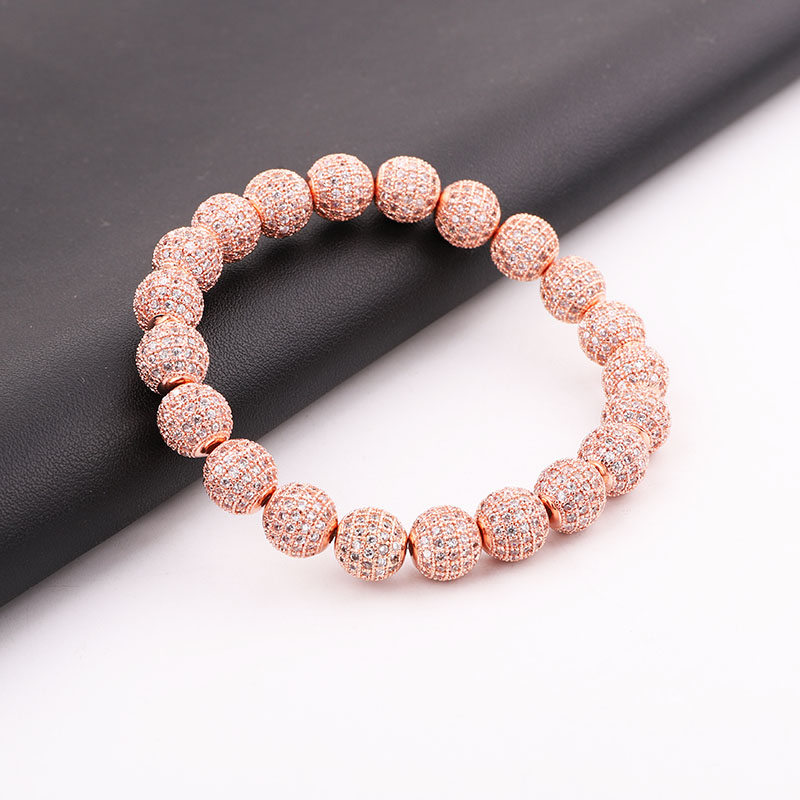 Punk Style Men Women Bracelet 10MM CZ Pave Ball Luxury Elastic Jewelry Gift Valentine's Day Holiday Christmas