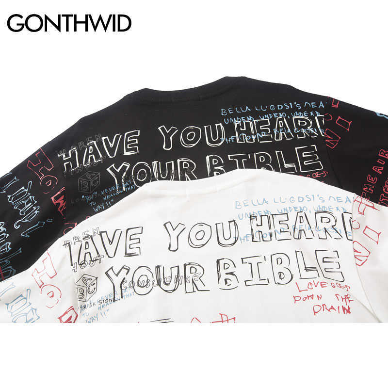 GONTHWID Graffiti Print Casual T Shirts Tee Tops Summer Men Hip Hop Short Sleeve Streetwear Fashion Harajuku Casual Male Tshirts 210707