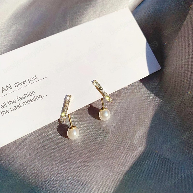 Fashion Female Elegant Cute Pearl Earring Korea Charm Gold Vintage Earrings For Women Wedding Gift Jewelry Accessories