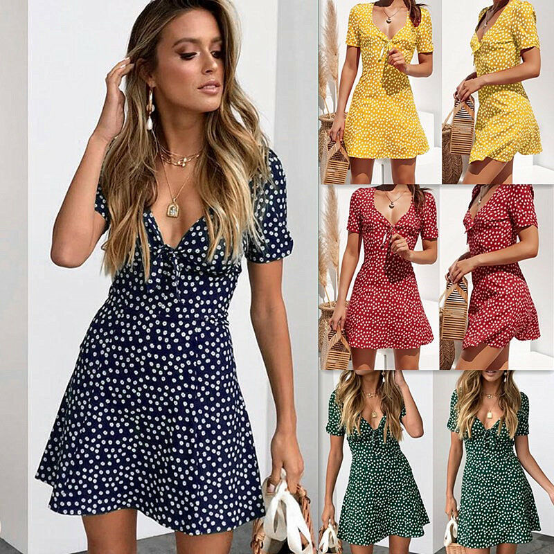 Women Summer Casual Short Sleeve Floral Boho Dress Party Evening Beach V neck Dress Fashion Sexy Mini Dresses 210518, Green
Women Summer Casual Short Sleeve Floral Boho Dress Party Evening Beach V neck Dress Fashion Sexy Mini Dresses 210518, Green