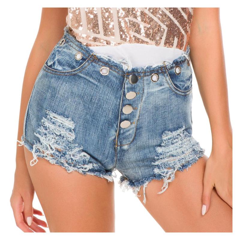 Euramerican Summer Cowgirl Shorts Short Nightclub Women's Sexy Casual High Waist Holes Women Tassel