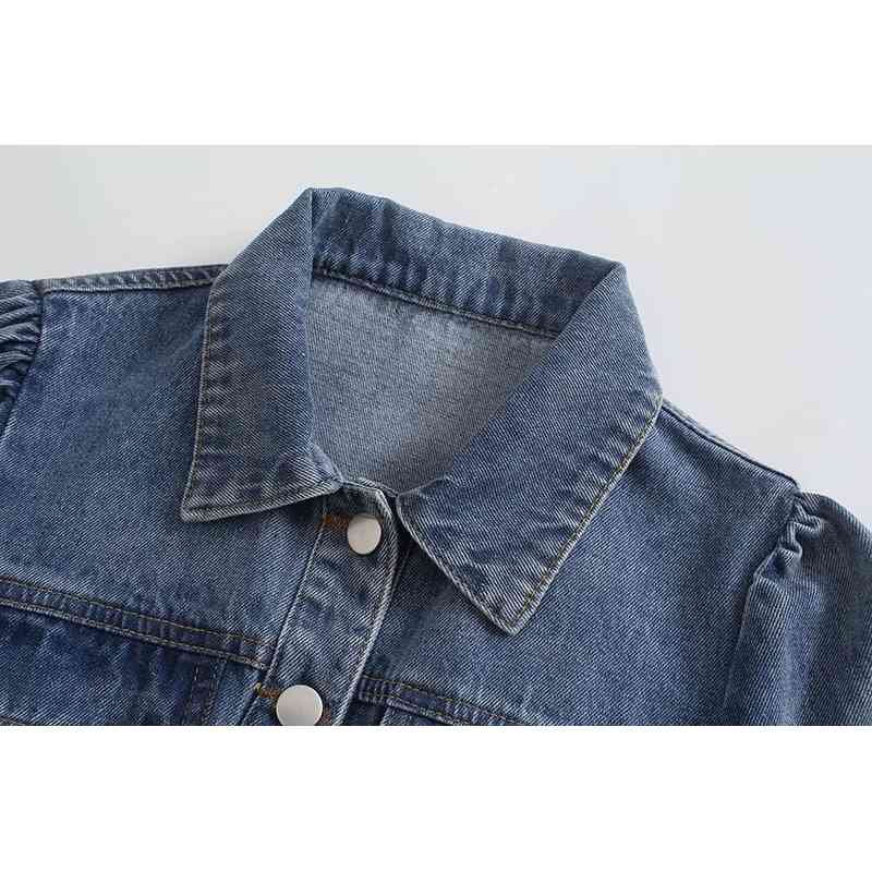 [DEAT] Women Denim Shirt Single-breasted Solid Color Turn-down Collar Short Sleeve Tops Fashion Spring Summer 13D071 210527 - view 4