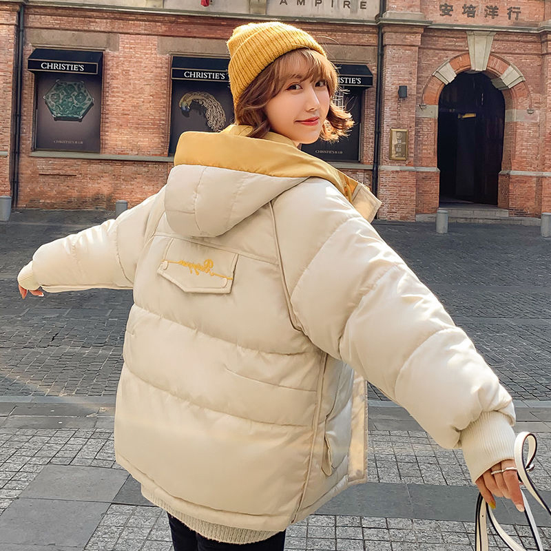 Korea Fashion Winter Women Cotton Padded Jacket Plus Size Warm Thick Hooded Short Coat Loose bread Lady Parkas D328 210512