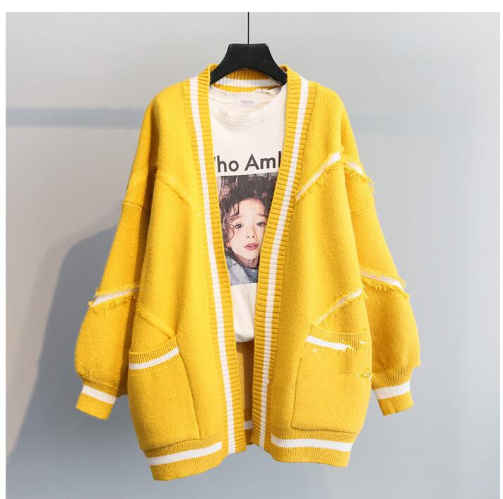 women's long loose sweaters Fashion Cardigan Letter Printed paris Women Knitted Thicken Plus Size Korean English Alphabet Sweater Coat for girls, Yellow
women's long loose sweaters Fashion Cardigan Letter Printed paris Women Knitted Thicken Plus Size Korean English Alphabet Sweater Coat for girls, Yellow