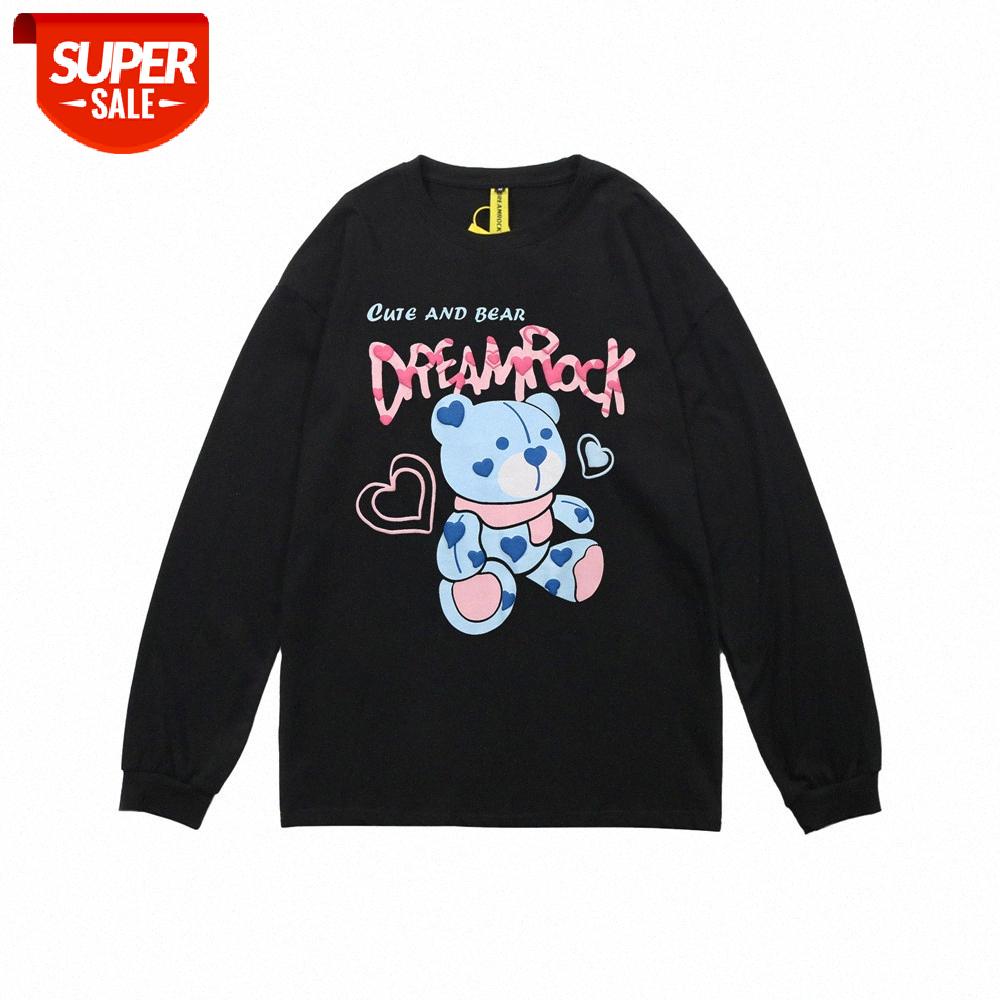 Bear print long-sleeved t-shirt men's street loose round neck tops flow bottoming shirt #HF6x, White;black
Bear print long-sleeved t-shirt men's street loose round neck tops flow bottoming shirt #HF6x, White;black
