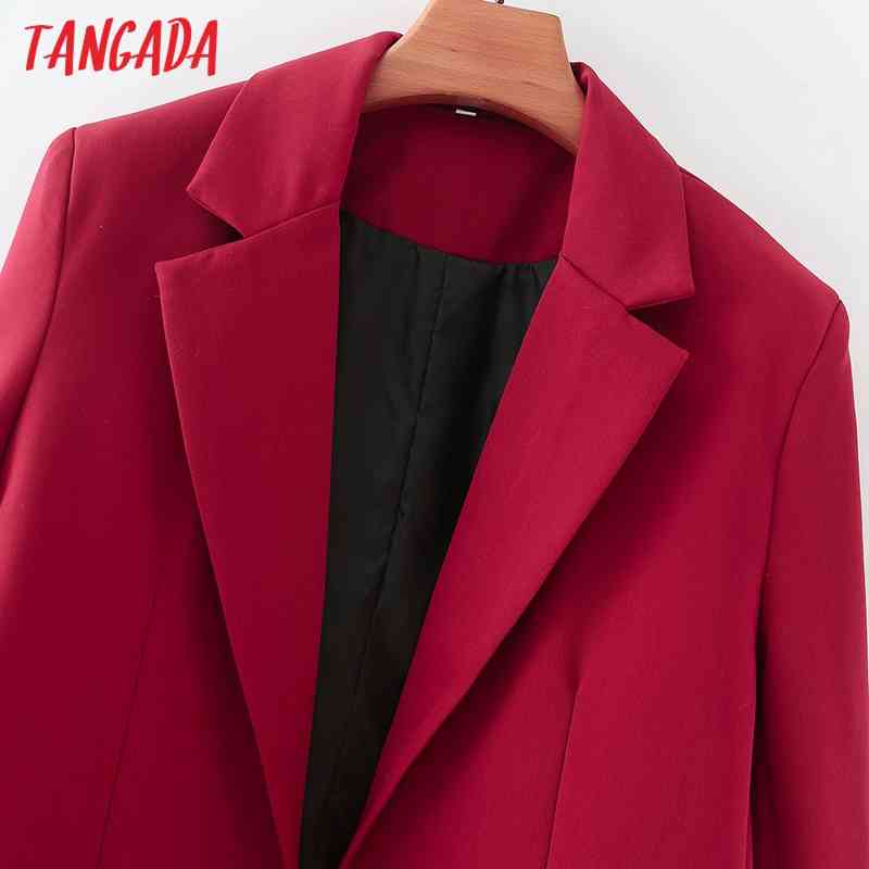 Tracksuit Sets Office Lady Work Women's Red Blazer Suit 2 Piece Set Coat and Pants DA92 210416