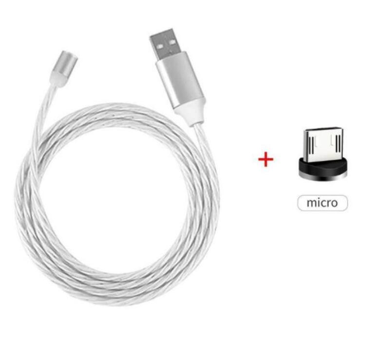 Magnetic cable 3 in 1 Fast Charger LED Flowing Light Type C Cables Quick Charging Line 2A Micro USB Cable Chargers Cord