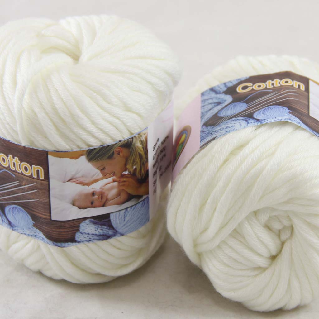 

Sale LOT 2 BallsX50g Special Thick Worsted 100% Cotton Yarn hand Knitting 42221 Pearl White, Multi-colored