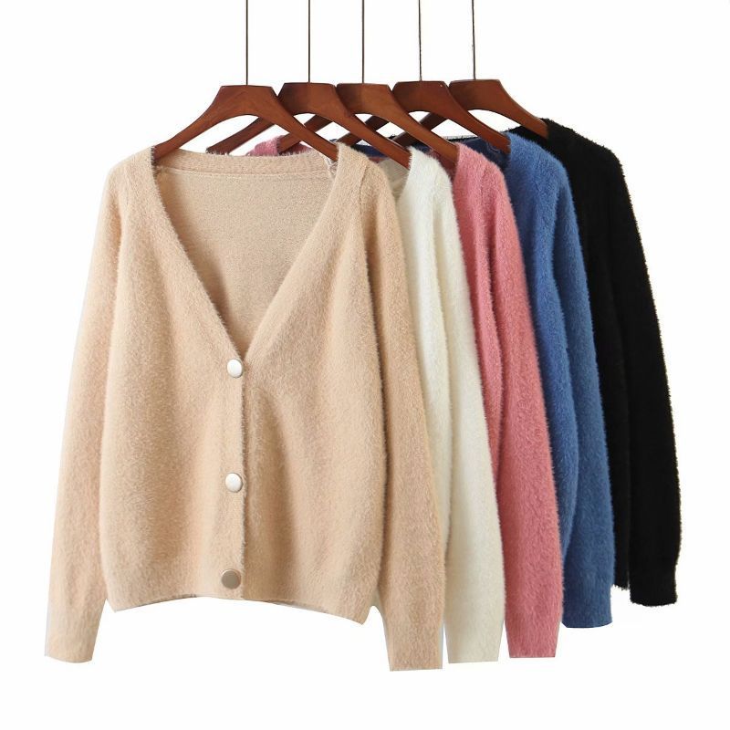 Winter Elegant Long Sleeve Mohair Sweater Women Single-Breasted Female Short Cardigans Female Soft Knitted Sweater Coat 210521