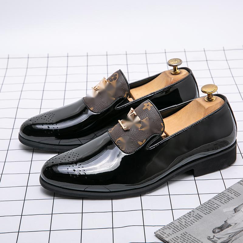 2021 New Spring Autumn Slip on Loafers Dress Men Shoes Solid PU Leather Casual Business Shoes Classic Comfortable Round Toe Banquet Simplicity DP075