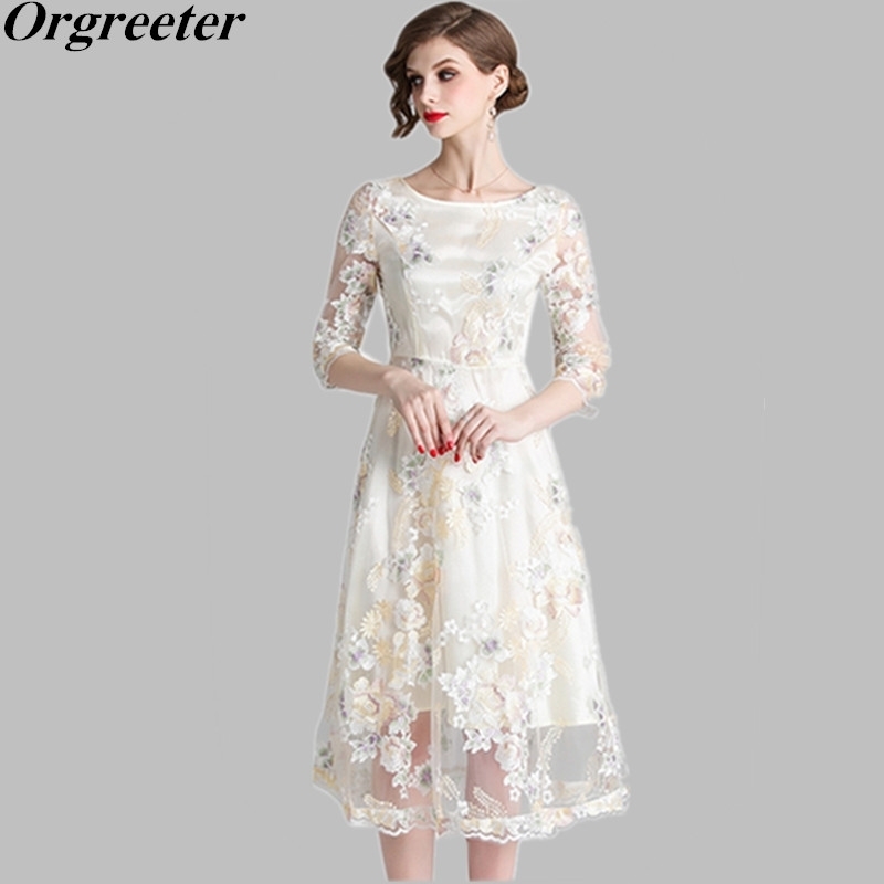 Arrival Floral Embroidery Organza Dress Women Summer Brief Hollow out Half Sleeve Work Casual es Vestidos 210525, Beige
Arrival Floral Embroidery Organza Dress Women Summer Brief Hollow out Half Sleeve Work Casual es Vestidos 210525, Beige