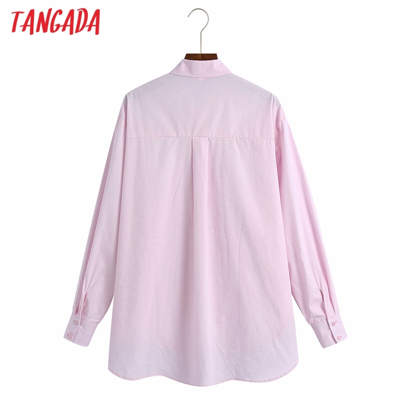 Spring Women Pink Blouse Chain Decorate Bow Long Sleeve Chic Female Office Lady Shirt Blusas Femininas 6Z64 210416
