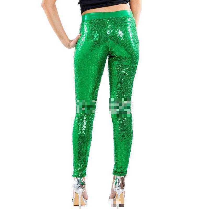 Women Leggings PU Leather Sequins Stitching Fitness Pants High Waist Christmas women's clothing 210524
