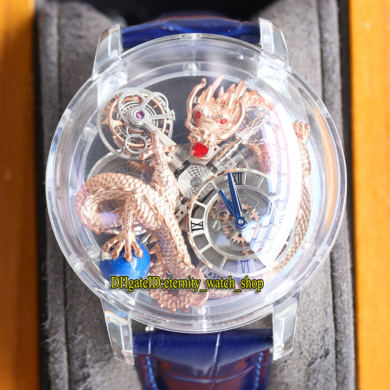 

eternity Watches RRF Latest AT125.80.DR.UA.B EPIC X CHRONO Skeleton 3D Rose Gold Dragon pattern Dial Swiss Quartz Mens Watch Crystal Case Blue Strap Original box packing, Watch waterproof production cost