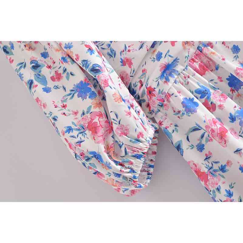 Summer Lace Square Collar Short Sleeve Floral Print Dress French A line Elegant Women Party Dresses Slim fit Vestido 210429