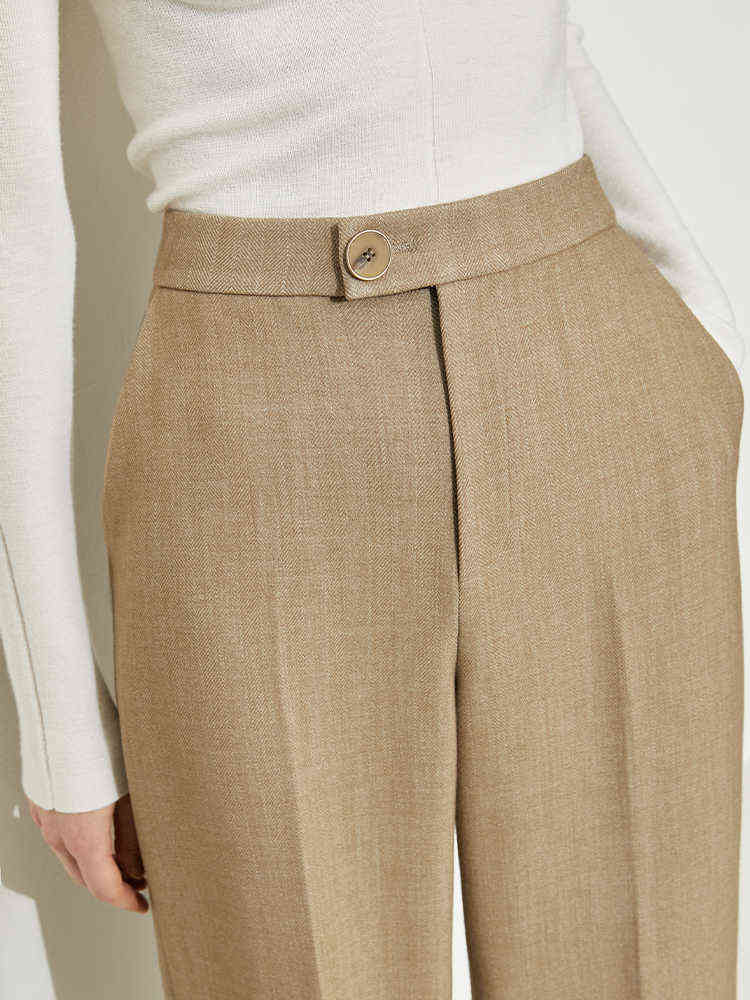 Amii Minimalism Winter Pants For Women Elegant High Wais Wide Leg Office Lady Suit Pant Female Casual Trousers 12130402 211115