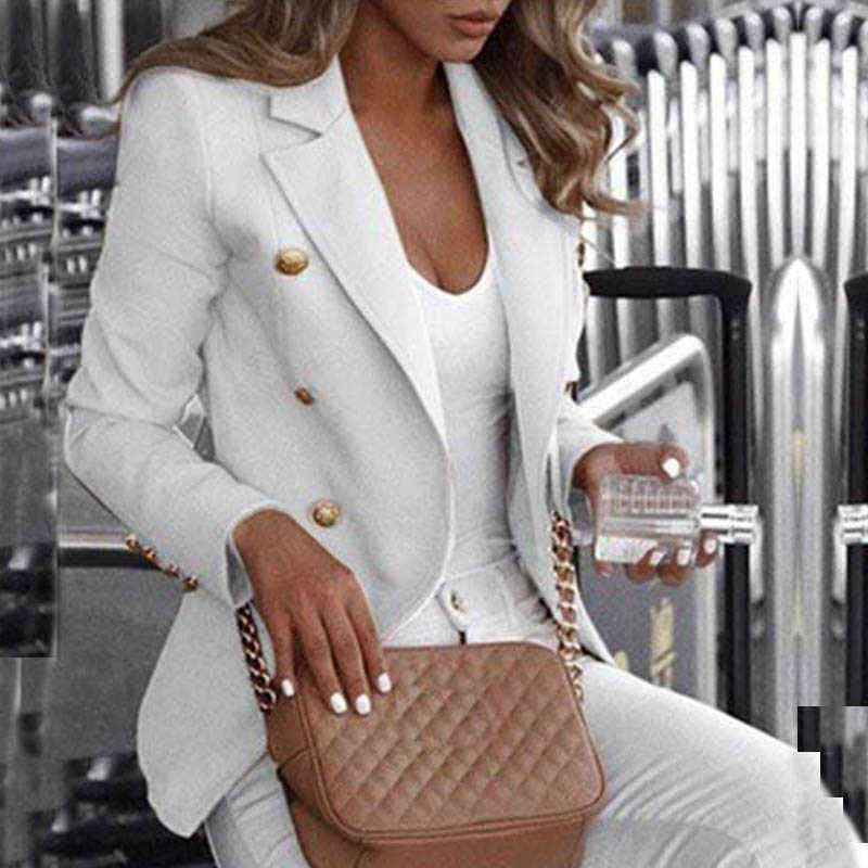 Button Ladies Blazer Woman Work Suit Women's Jacket Female Office Lady Formal Women s and Jackets Femme 211122