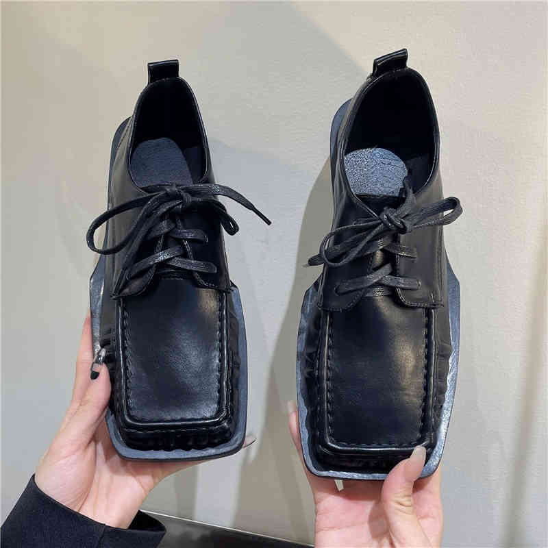 Retro Square Nose Small Leather Shoes Women 2022 Soft Pu Leather Flats Brogues Alle-Match Loafers Derby Lace-up Oxford Shoes, Black
Retro Square Nose Small Leather Shoes Women 2022 Soft Pu Leather Flats Brogues Alle-Match Loafers Derby Lace-up Oxford Shoes, Black