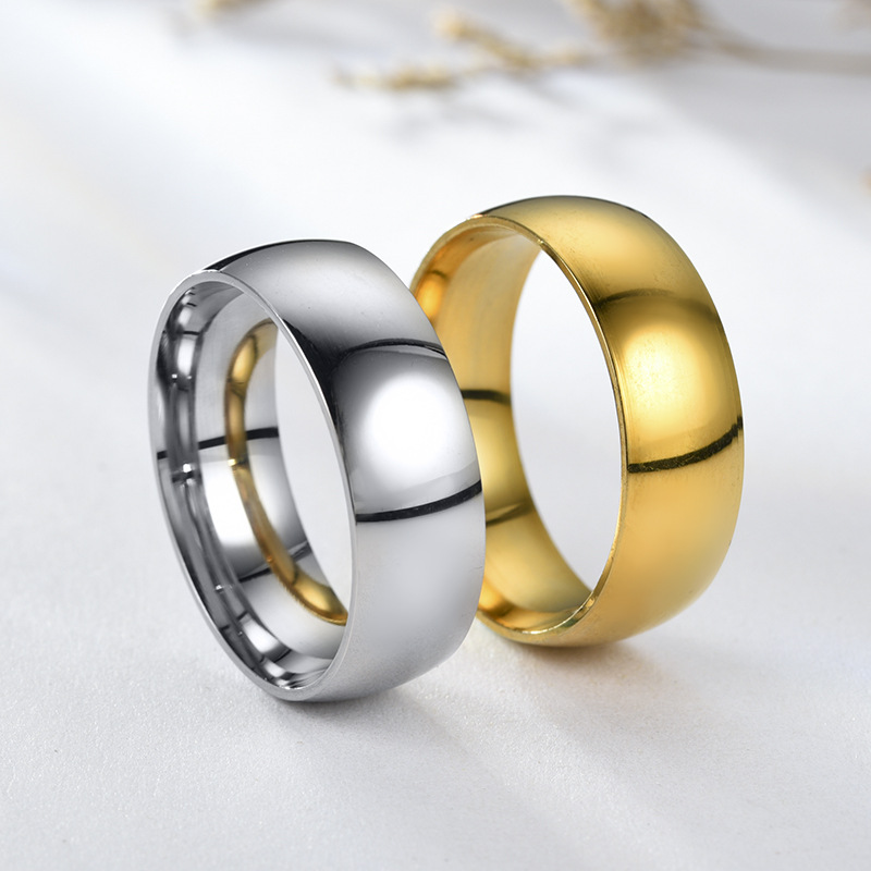 Delicate 316L Stainless Steel Ring for Men Women Smooth Surface Rings Cool Gold Silver Black Band Ring Wedding Party Jewelry Gift Anti-allergic Titani