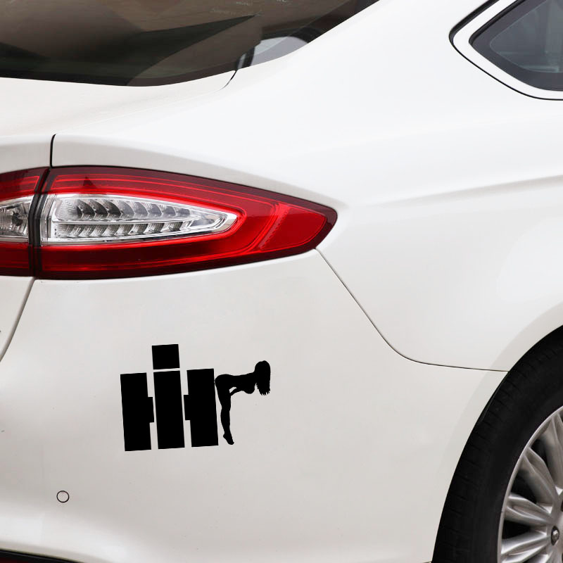 17.2CM*11.8CM Fashion Reflective Vinyl IH Girl Car Window Sticker Decal Black Silver Graphical