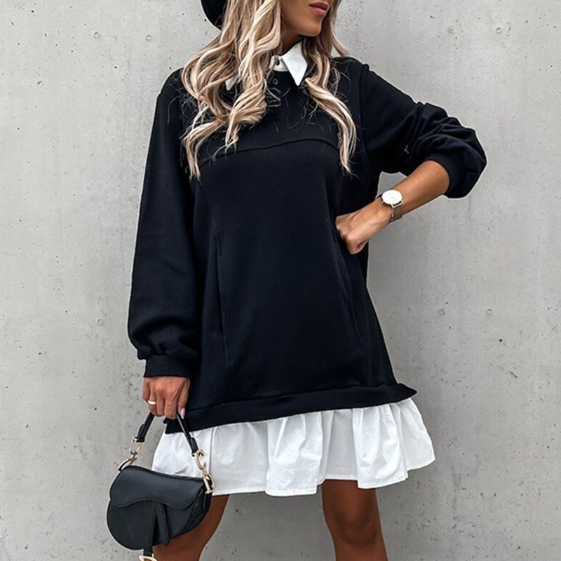 Autumn Women Patchwork Ruffle Mini Dress Vintage Casual Turn-Down Collar Button Loose Dress 2021 Elegant Long Sleeve Party Dress, 01 black
Autumn Women Patchwork Ruffle Mini Dress Vintage Casual Turn-Down Collar Button Loose Dress 2021 Elegant Long Sleeve Party Dress, 01 black