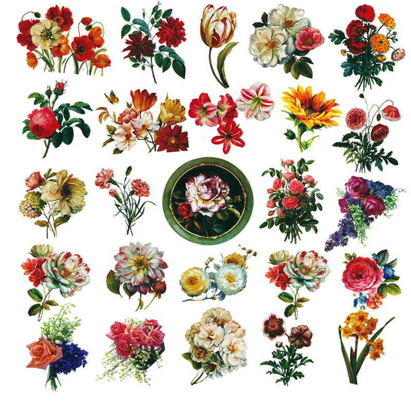 50 PCS Ins Flowers Peony Laptop Stickers Rose Chrysanthemum DIY Graffiti Decals For Motorcycle Car Luggage iPad Phone Scooter Games Skateboard Toys Gi