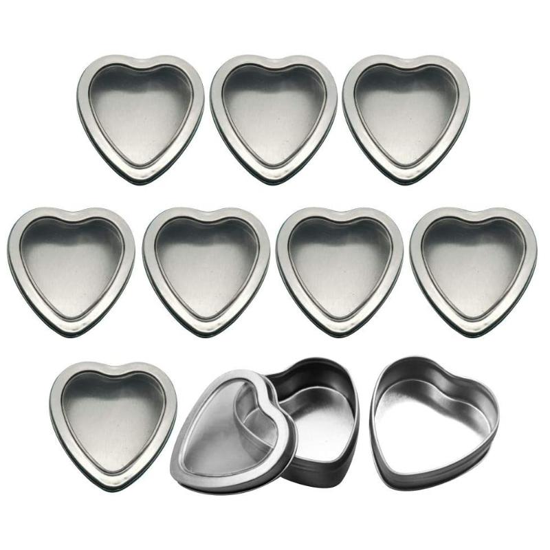 Storage Bottles & Jars 10Pack Empty Heart Shaped Sliver Metal Tins With Clear View Windoe Lid For Candle Makeing Gifts