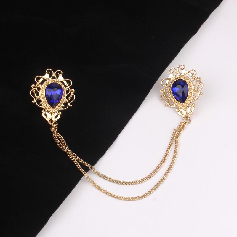 Pins, Brooches Fashion Gold Tie Clip For Men Classic Meter Copper Bar Golden Collar Pin Crystal Business Suit Pins