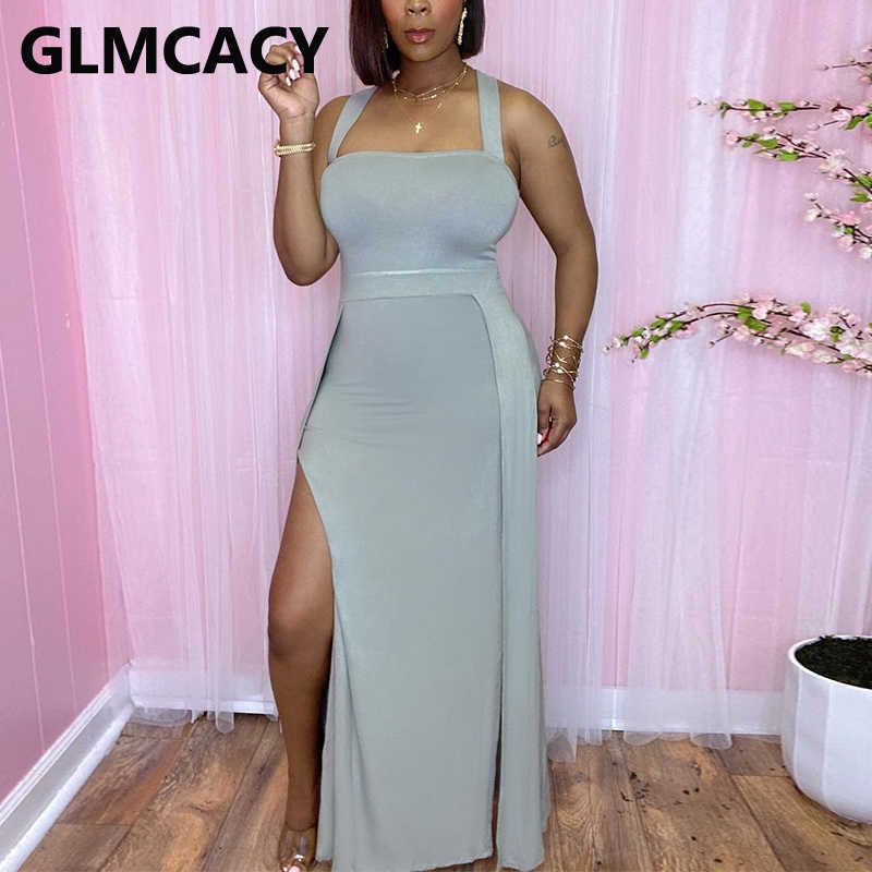 Summer Crisscross Back Slit Maxi Dress Classy Evening Party Long Vestidos 210702