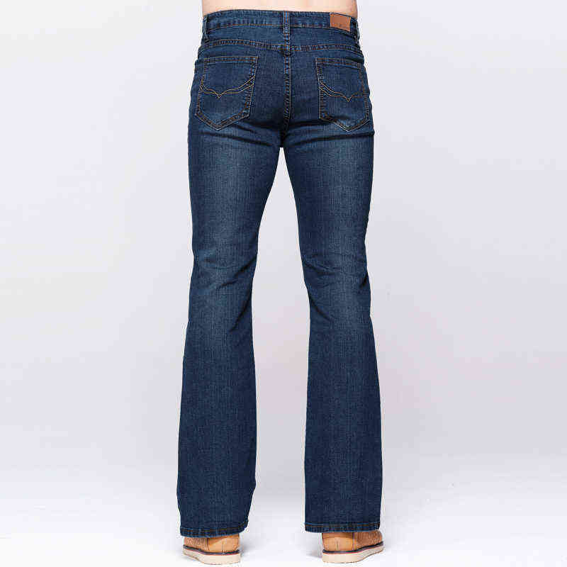 GRG Mens Slim Boot Cut Jeans Classic Stretch Denim Slightly Flare Deep Blue Fashion Trousers 211111