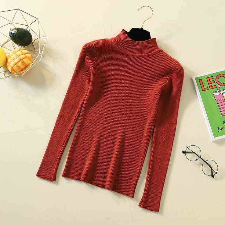 Bonjean Knitted Jumper Autumn Winter Tops Turtleneck Pullovers Casual Sweaters Women Shirt Long Sleeve Short Slim Sweater Girls 211109