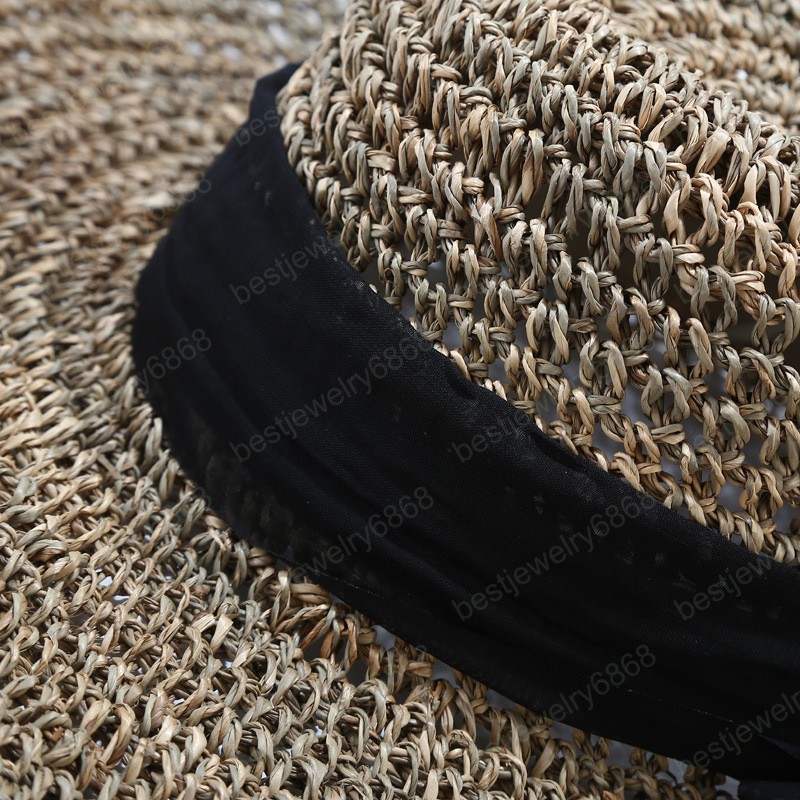 Spring Summer Bucket hat Woman Hand crochet Hats Fashion Women Beach Sun Cap Floppy Foldable Wide-brimmed Straw Hat