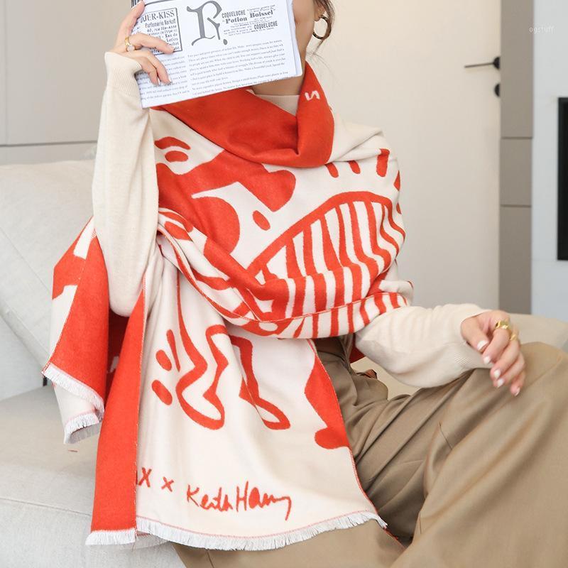 Scarves Cartoon Print Scarf Women Winter Cashmere Pashmina Shawls Lady Wraps Thick Warm Bufanda Echarpe Blanket 2021, Blue;gray
Scarves Cartoon Print Scarf Women Winter Cashmere Pashmina Shawls Lady Wraps Thick Warm Bufanda Echarpe Blanket 2021, Blue;gray