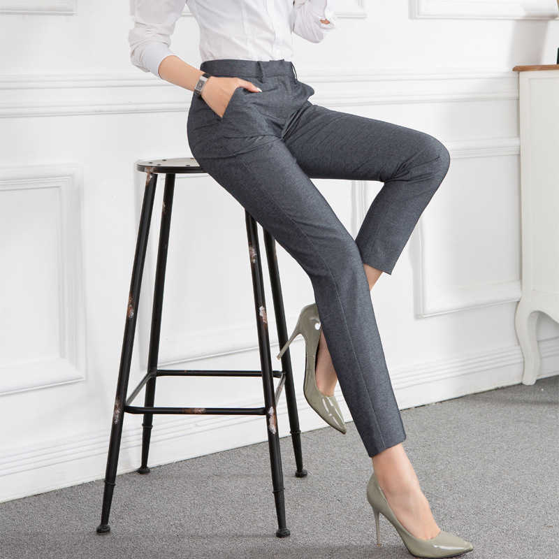 Professional Trousers Women's Spring and Autumn Fashion Casual Ladies Slim High Waist Feet Working Pants 210527
Professional Trousers Women's Spring and Autumn Fashion Casual Ladies Slim High Waist Feet Working Pants 210527