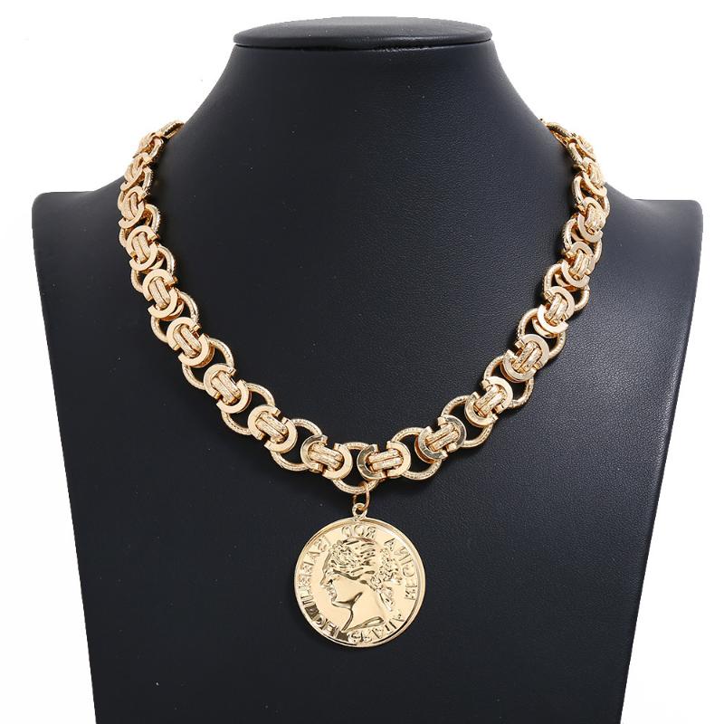 Pendant Necklaces Exaggerated Retro Head Coin Necklace Fashion Thick Chain Big Brand
Pendant Necklaces Exaggerated Retro Head Coin Necklace Fashion Thick Chain Big Brand