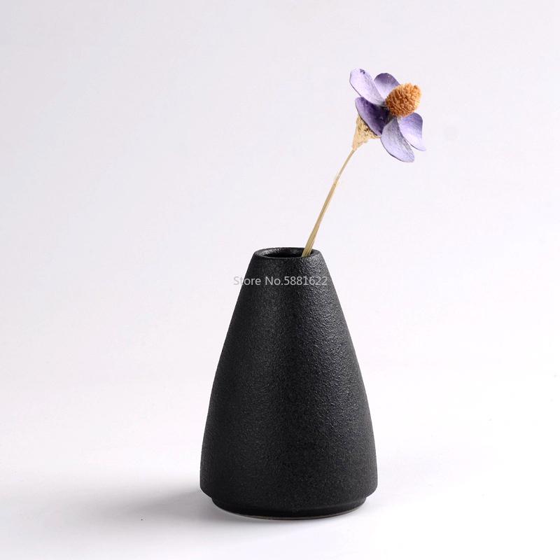 Modern 8 Style Black Ceramic Flower Arrangement Small Vase Home Decoration Tabletop Ornament Crafts Vases