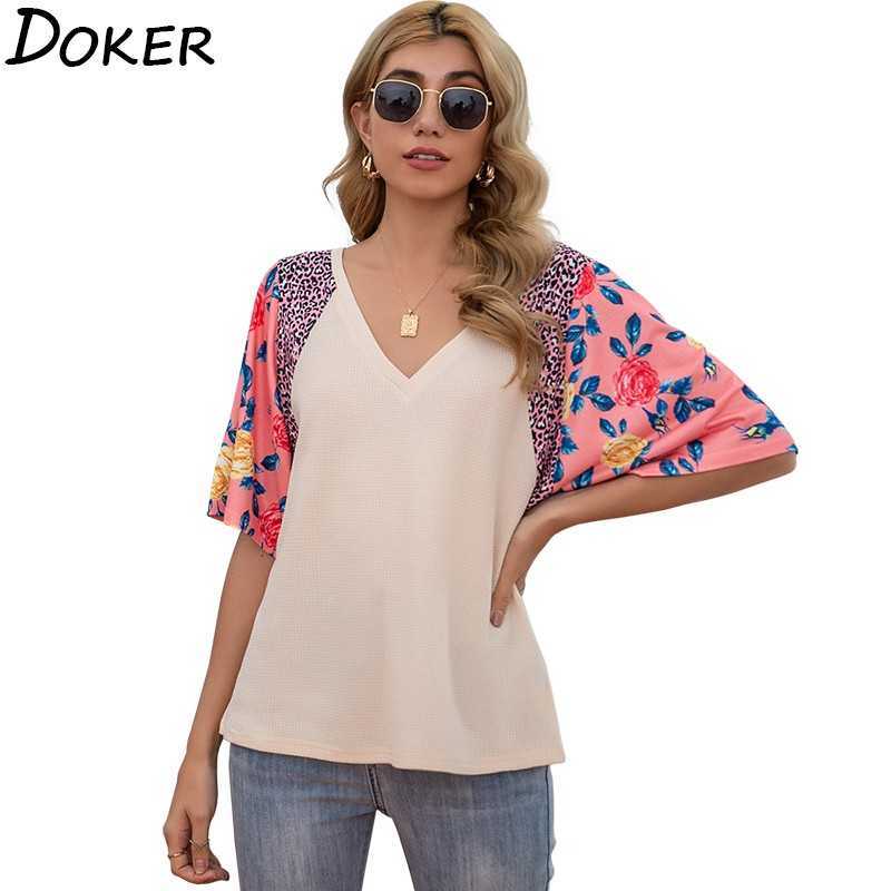 Summer T Shirt Womens Clothes Fashion Floral Print Patchwork V Neck Short Sleeve Casual Tee Female Oversized Tshirt Tops 210604, Blue
Summer T Shirt Womens Clothes Fashion Floral Print Patchwork V Neck Short Sleeve Casual Tee Female Oversized Tshirt Tops 210604, Blue