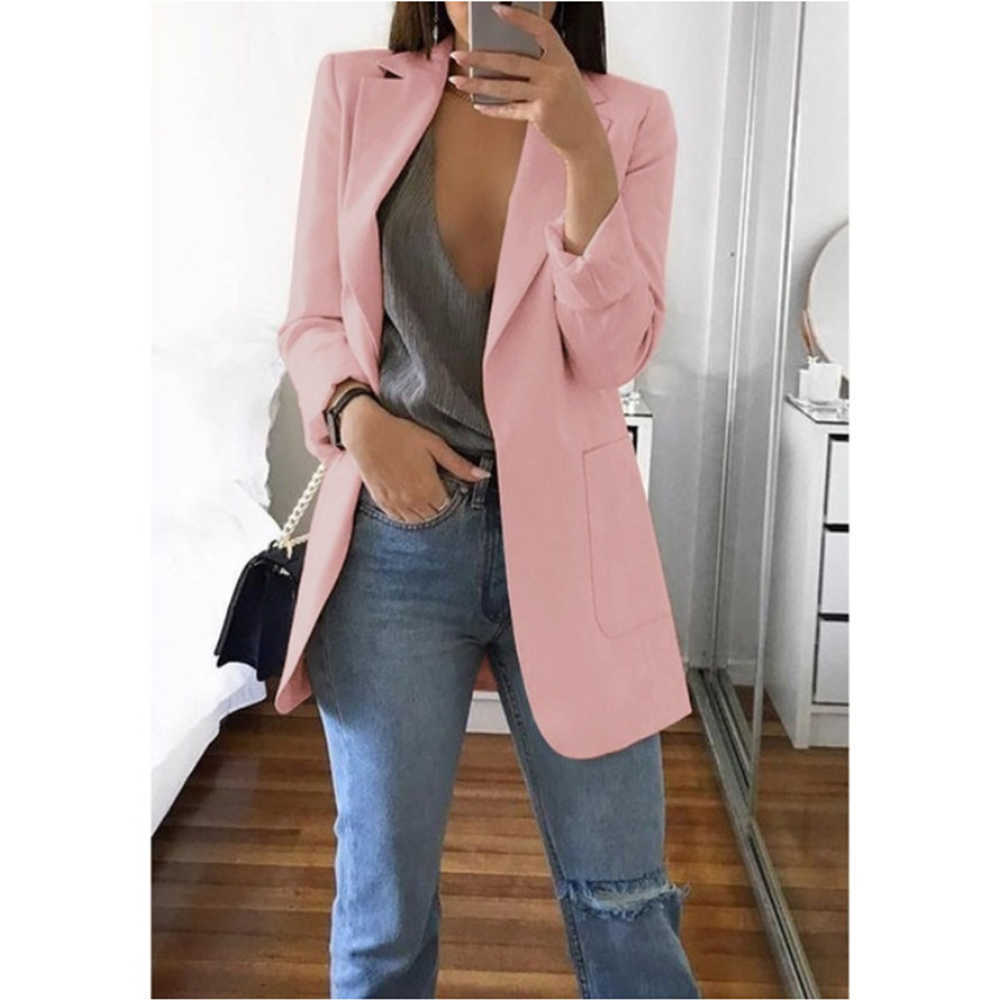 Women's Plus Size Suit Jacket European And American Fashion Lapel Slim Temperament Spring Autumn Casual Office 210930