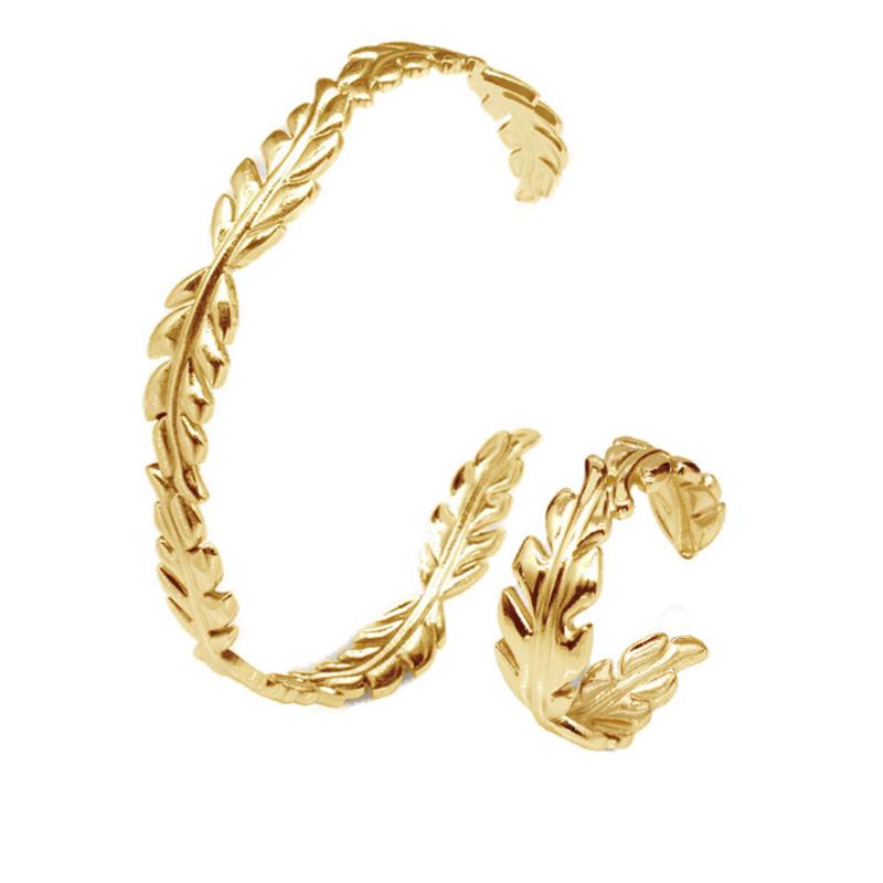 Earrings & Necklace 316L Stainless Steel C-shaped Adjustable Small Leaf Wrinkle Ring Bracelet Female Set Bijoux Acier Inoxidable Femme Siera, Silver
Earrings & Necklace 316L Stainless Steel C-shaped Adjustable Small Leaf Wrinkle Ring Bracelet Female Set Bijoux Acier Inoxidable Femme Siera, Silver