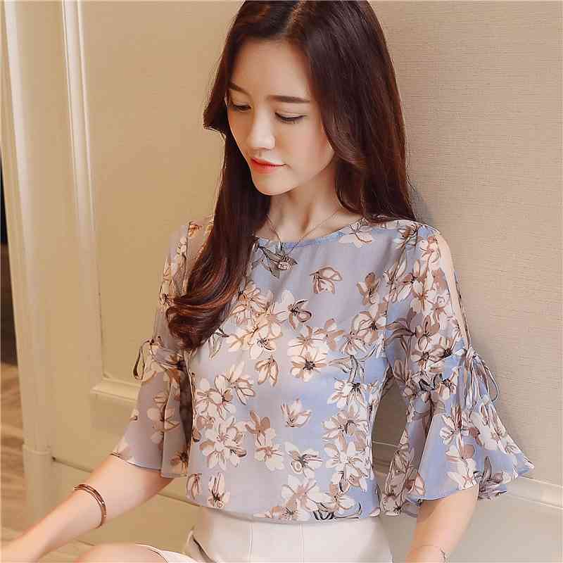 women's summer blouses short sleeve shirt print chiffon blouse off shoulder top s tops and 4487 50 210506