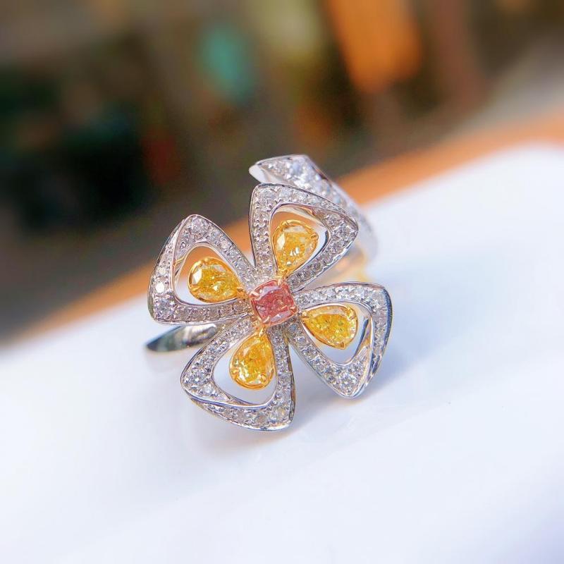 Cluster Rings Wing Blooming Flower Ring Pt950 Yellow Diamond Four-Leaf Clover Pink Crystal Opening Adjustable For Woman, Golden;silver
Cluster Rings Wing Blooming Flower Ring Pt950 Yellow Diamond Four-Leaf Clover Pink Crystal Opening Adjustable For Woman, Golden;silver