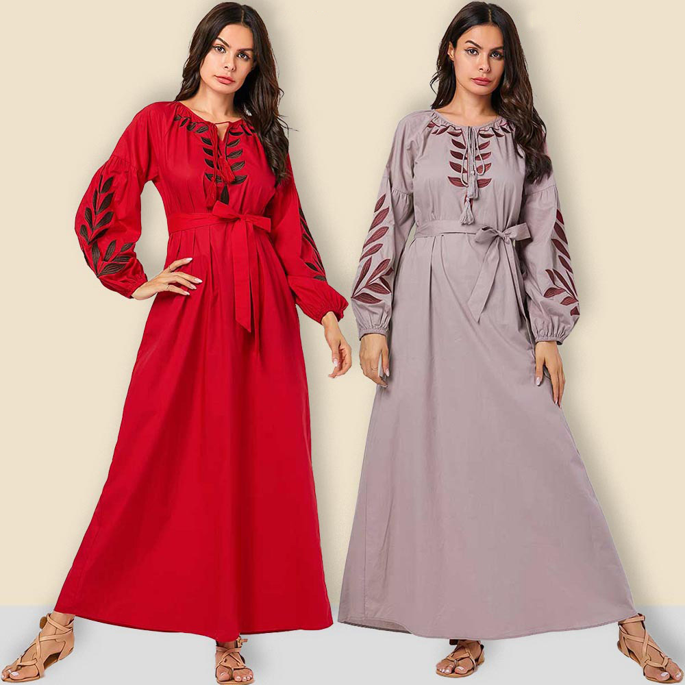 Women Maxi A-line Abaya Dresses Embroidery Lace-up Lantern Sleeve Kimono Muslim Long Dress Dubai Turkish Kaftan Islamic Clothing
Women Maxi A-line Abaya Dresses Embroidery Lace-up Lantern Sleeve Kimono Muslim Long Dress Dubai Turkish Kaftan Islamic Clothing